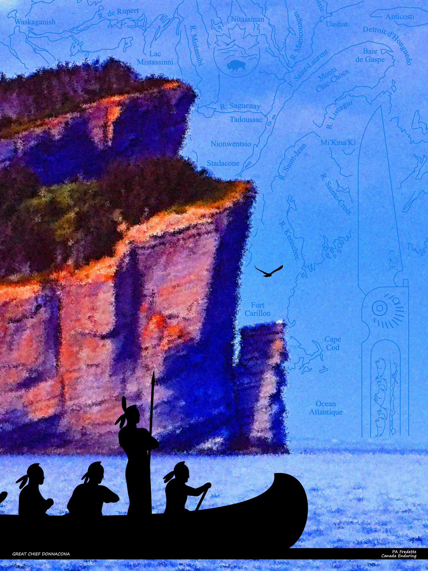 Great Chief Donnacona - Oeuvre d'art imprimée CANADA Enduring